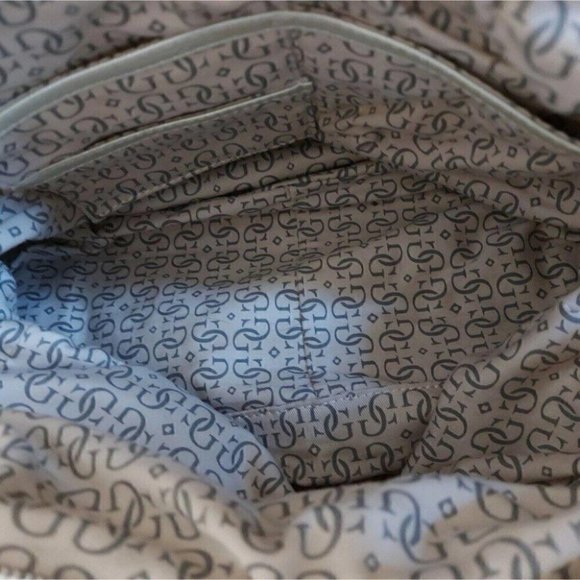 Y2K GUESS Monogram Tote Slouchy Shoulder Bag Metallic Accents - Picture 3 of 10